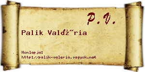 Palik Valéria névjegykártya