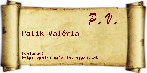 Palik Valéria névjegykártya